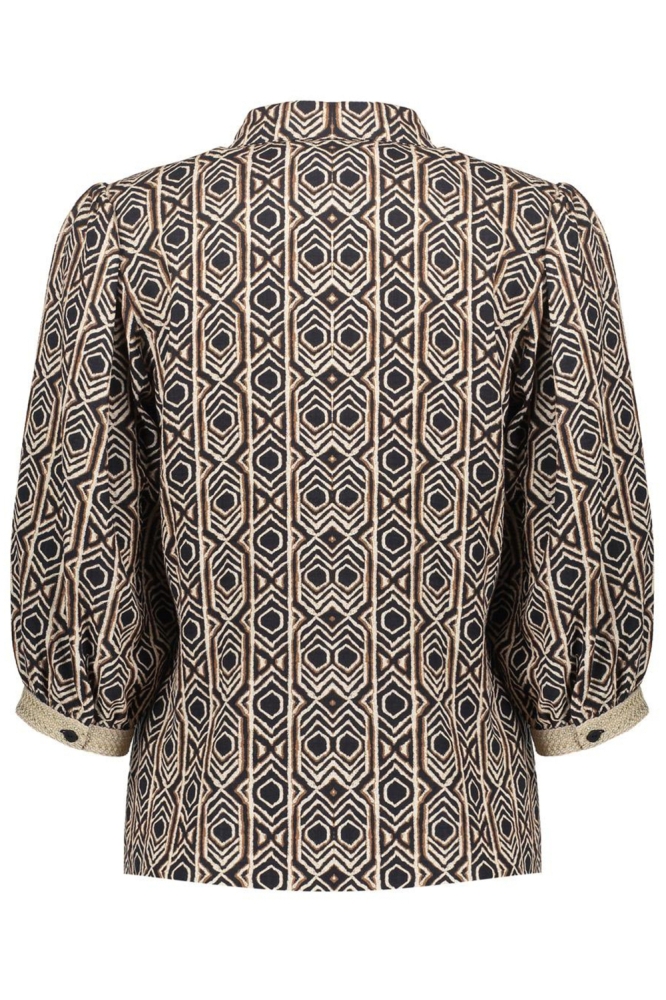 BLOUSE MET GRAFISCH PATROON 53453 20 000999 BLACK/TOBACCO